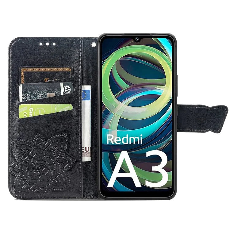 For Xiaomi Redmi A3 / Poco C61 4G Cellphone Stand Case Imprinted Pattern PU Leather Phone Cover