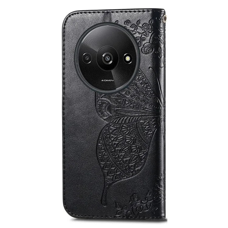 For Xiaomi Redmi A3 / Poco C61 4G Cellphone Stand Case Imprinted Pattern PU Leather Phone Cover