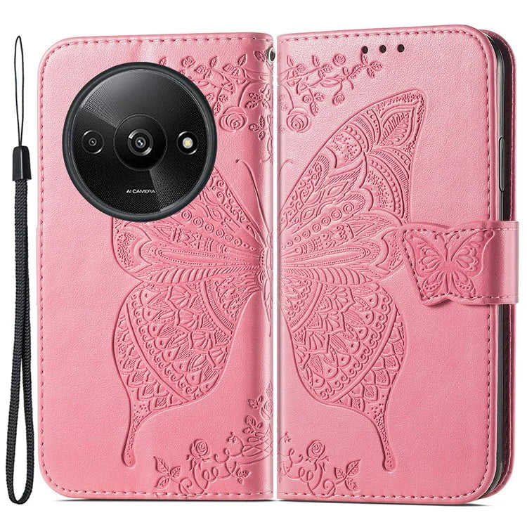 For Xiaomi Redmi A3 / Poco C61 4G Cellphone Stand Case Imprinted Pattern PU Leather Phone Cover