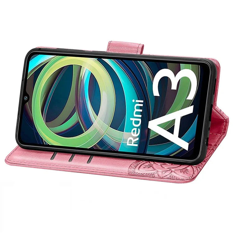 For Xiaomi Redmi A3 / Poco C61 4G Cellphone Stand Case Imprinted Pattern PU Leather Phone Cover