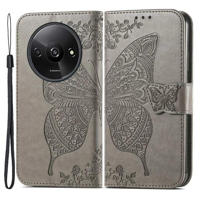 For Xiaomi Redmi A3 / Poco C61 4G Cellphone Stand Case Imprinted Pattern PU Leather Phone Cover