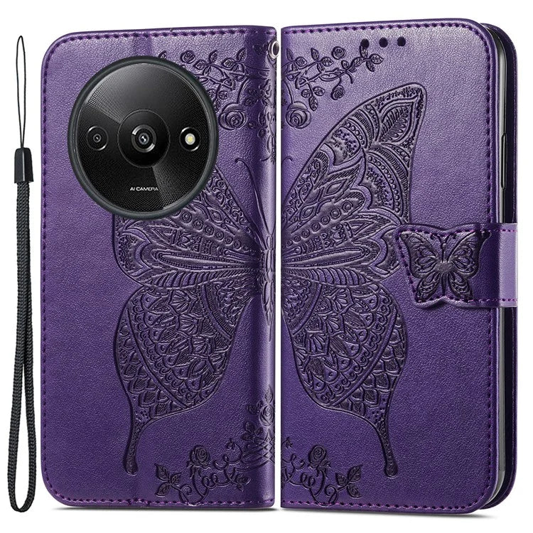 For Xiaomi Redmi A3 / Poco C61 4G Cellphone Stand Case Imprinted Pattern PU Leather Phone Cover