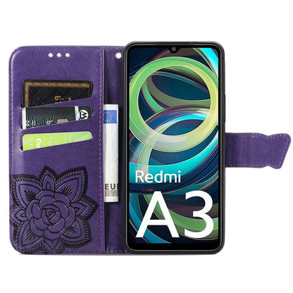 For Xiaomi Redmi A3 / Poco C61 4G Cellphone Stand Case Imprinted Pattern PU Leather Phone Cover