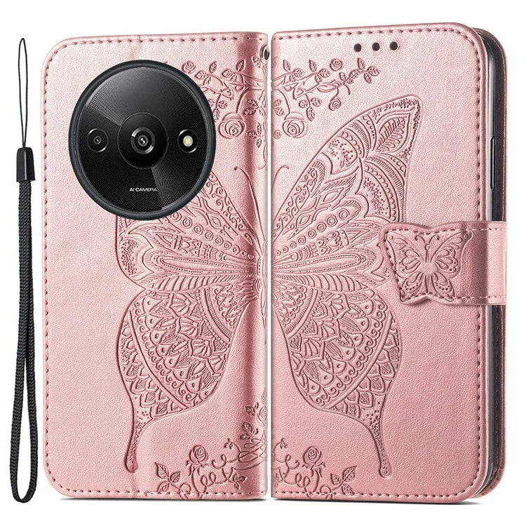 For Xiaomi Redmi A3 / Poco C61 4G Cellphone Stand Case Imprinted Pattern PU Leather Phone Cover
