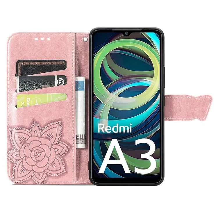 For Xiaomi Redmi A3 / Poco C61 4G Cellphone Stand Case Imprinted Pattern PU Leather Phone Cover
