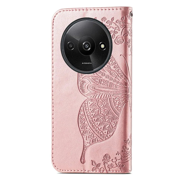 For Xiaomi Redmi A3 / Poco C61 4G Cellphone Stand Case Imprinted Pattern PU Leather Phone Cover