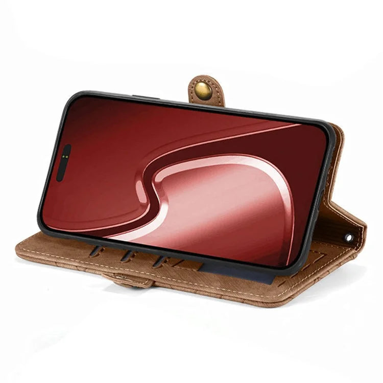 For iPhone 15 Pro Max Case Geometry Leather Zipper Wallet Phone Cover with Wrist Strap
