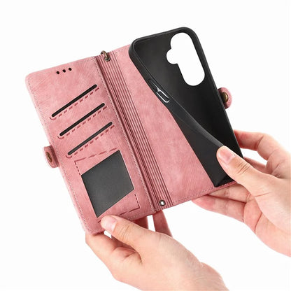 For Samsung Galaxy S23 FE Case Geometry PU Leather Zipper Pocket Phone Cover