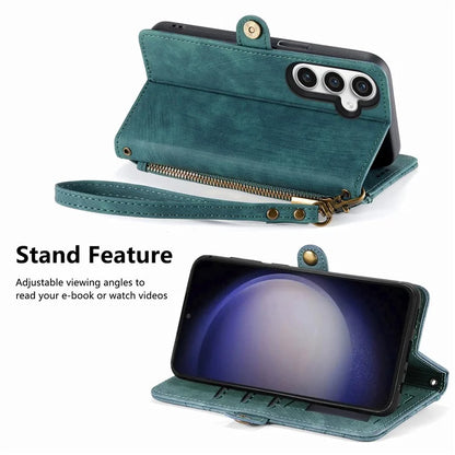 For Samsung Galaxy S23 FE Case Geometry PU Leather Zipper Pocket Phone Cover