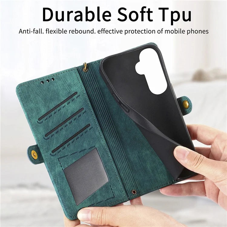 For Samsung Galaxy S23 FE Case Geometry PU Leather Zipper Pocket Phone Cover