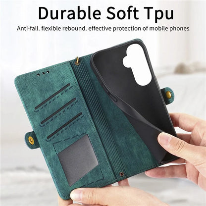 For Samsung Galaxy S23 FE Case Geometry PU Leather Zipper Pocket Phone Cover