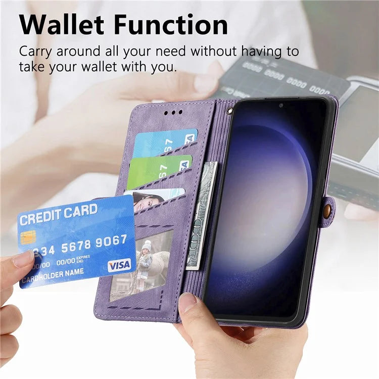 For Samsung Galaxy S23 FE Case Geometry PU Leather Zipper Pocket Phone Cover