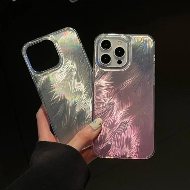 For iPhone 12 Pro Max Case Feather Pattern Drop-resistant Hybrid PC+TPU Phone Cover