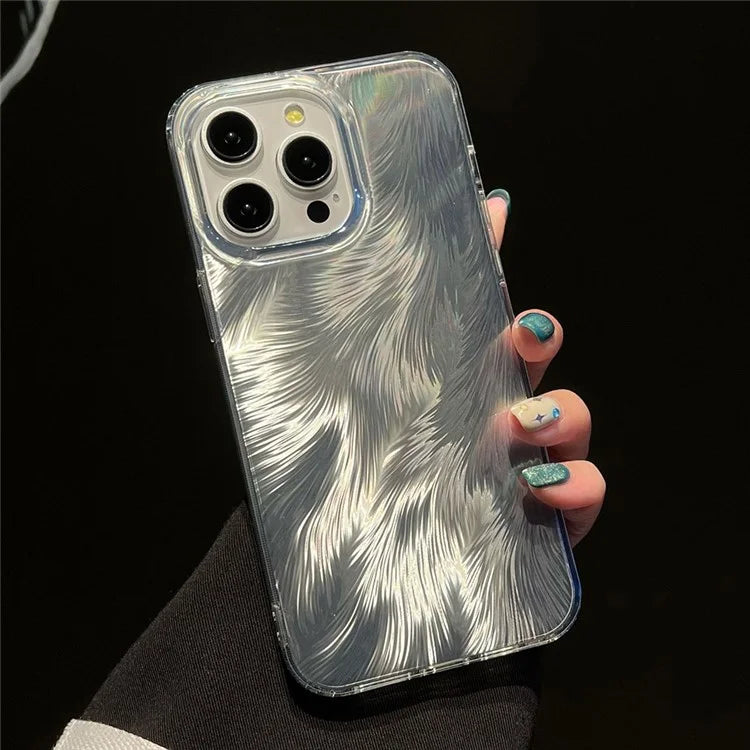 For iPhone 15 Pro Case Trendy Feathered Gradient Phone Protector PC+TPU Cover
