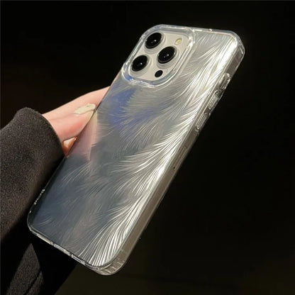 For iPhone 14 Pro Case Soft TPU Hard PC Lacquered Feather Pattern Phone Cover
