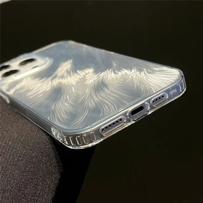 For iPhone 15 Pro Max Case PC+TPU Anti-drop Phone Cover Gradient Feather Pattern