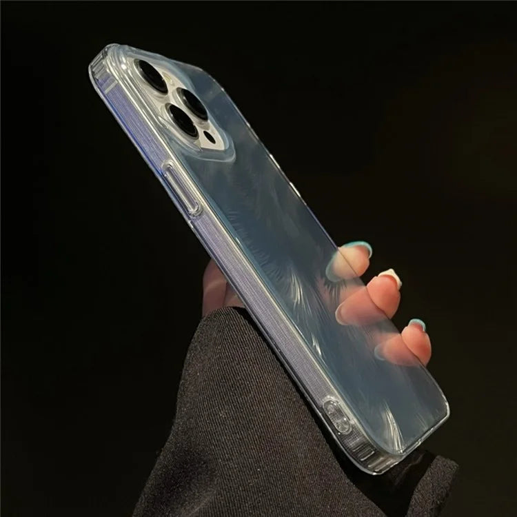 For iPhone 15 Pro Max Case PC+TPU Anti-drop Phone Cover Gradient Feather Pattern