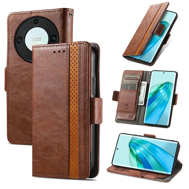 CASENEO 002 Series For Honor X40 5G / X9a 5G / Magic5 Lite 5G Phone Cover RFID Blocking Splicing Leather Wallet Case