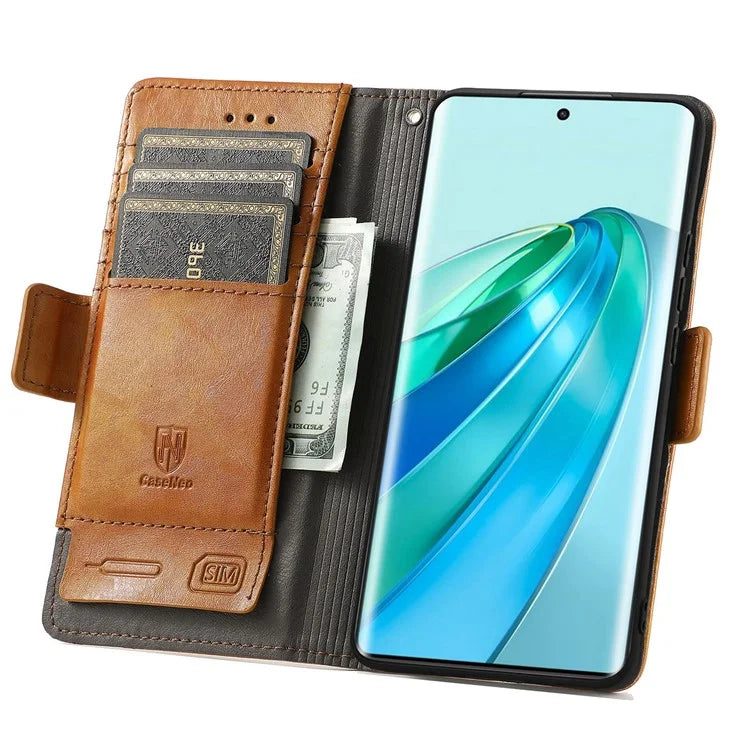 CASENEO 002 Series For Honor X40 5G / X9a 5G / Magic5 Lite 5G Phone Cover RFID Blocking Splicing Leather Wallet Case