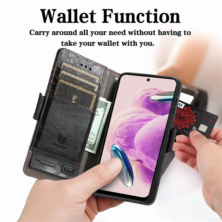 CASENEO 002 Series For Xiaomi Redmi Note 12S 4G PU Leather Case RFID Blocking Stand Phone Cover