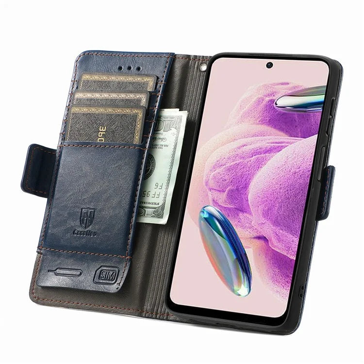 CASENEO 002 Series For Xiaomi Redmi Note 12S 4G PU Leather Case RFID Blocking Stand Phone Cover