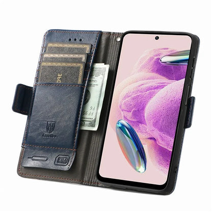 CASENEO 002 Series For Xiaomi Redmi Note 12S 4G PU Leather Case RFID Blocking Stand Phone Cover