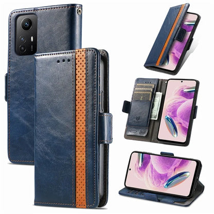 CASENEO 002 Series For Xiaomi Redmi Note 12S 4G PU Leather Case RFID Blocking Stand Phone Cover