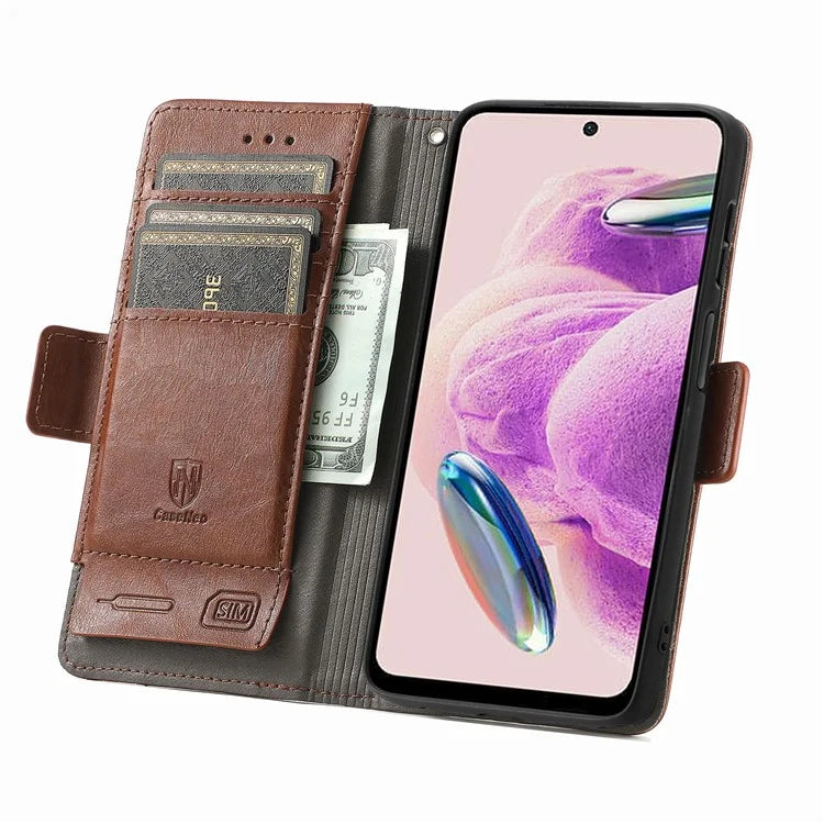 CASENEO 002 Series For Xiaomi Redmi Note 12S 4G PU Leather Case RFID Blocking Stand Phone Cover