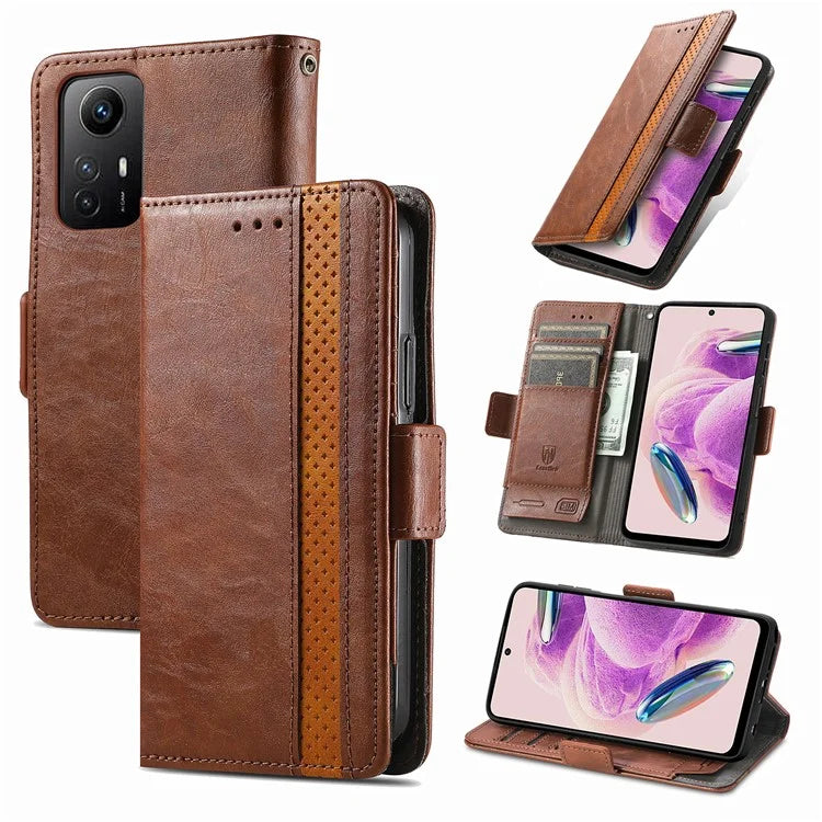 CASENEO 002 Series For Xiaomi Redmi Note 12S 4G PU Leather Case RFID Blocking Stand Phone Cover