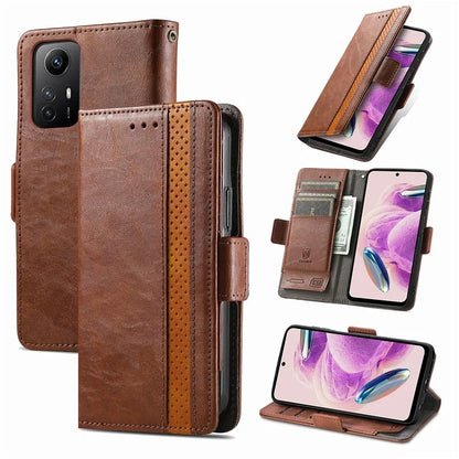 CASENEO 002 Series For Xiaomi Redmi Note 12S 4G PU Leather Case RFID Blocking Stand Phone Cover