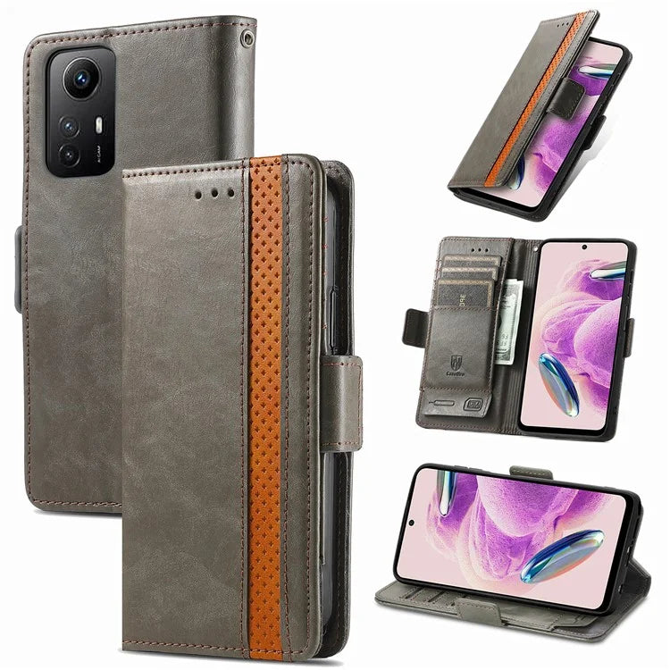 CASENEO 002 Series For Xiaomi Redmi Note 12S 4G PU Leather Case RFID Blocking Stand Phone Cover