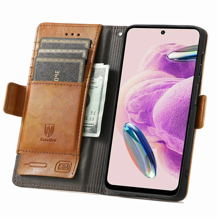 CASENEO 002 Series For Xiaomi Redmi Note 12S 4G PU Leather Case RFID Blocking Stand Phone Cover