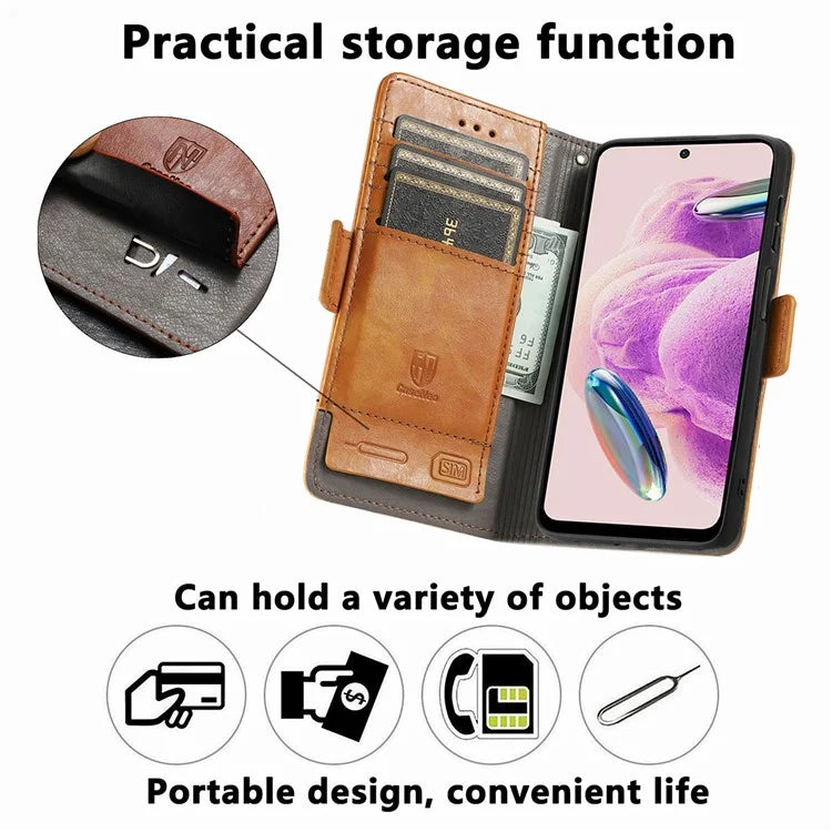 CASENEO 002 Series For Xiaomi Redmi Note 12S 4G PU Leather Case RFID Blocking Stand Phone Cover