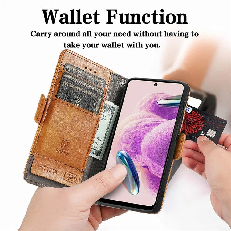 CASENEO 002 Series For Xiaomi Redmi Note 12S 4G PU Leather Case RFID Blocking Stand Phone Cover