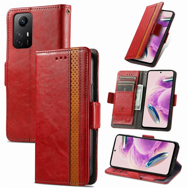 CASENEO 002 Series For Xiaomi Redmi Note 12S 4G PU Leather Case RFID Blocking Stand Phone Cover