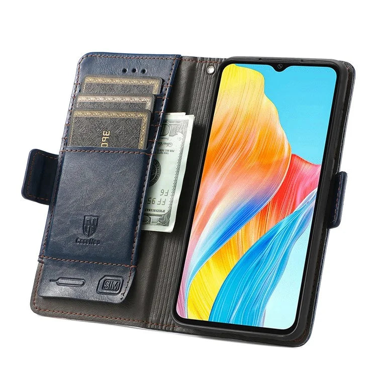 CASENEO 002 Series For Oppo A38 4G / A18 4G Case PU Leather RFID Blocking Wallet Phone Cover