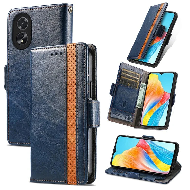 CASENEO 002 Series For Oppo A38 4G / A18 4G Case PU Leather RFID Blocking Wallet Phone Cover