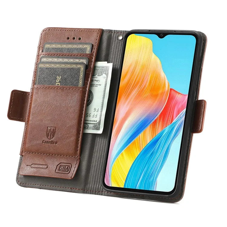 CASENEO 002 Series For Oppo A38 4G / A18 4G Case PU Leather RFID Blocking Wallet Phone Cover