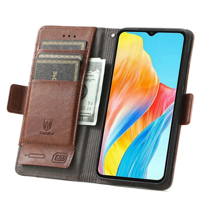 CASENEO 002 Series For Oppo A38 4G / A18 4G Case PU Leather RFID Blocking Wallet Phone Cover