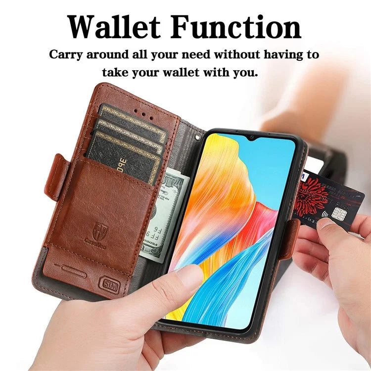 CASENEO 002 Series For Oppo A38 4G / A18 4G Case PU Leather RFID Blocking Wallet Phone Cover