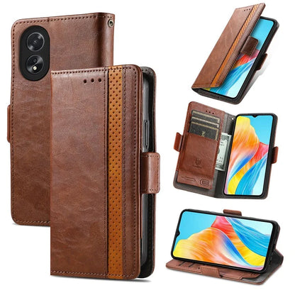 CASENEO 002 Series For Oppo A38 4G / A18 4G Case PU Leather RFID Blocking Wallet Phone Cover