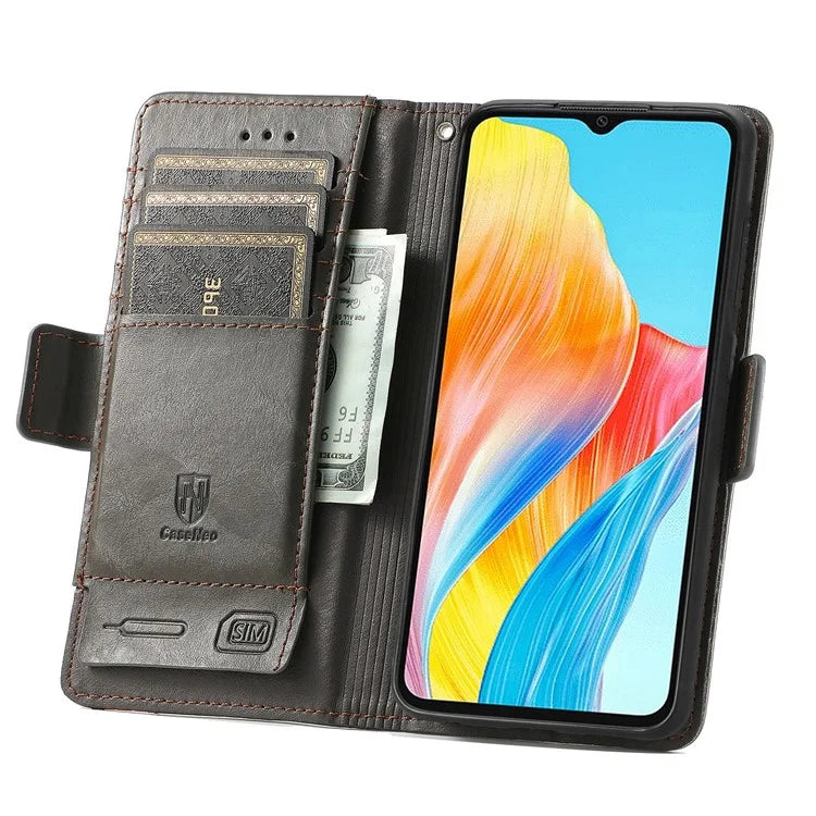 CASENEO 002 Series For Oppo A38 4G / A18 4G Case PU Leather RFID Blocking Wallet Phone Cover