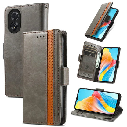 CASENEO 002 Series For Oppo A38 4G / A18 4G Case PU Leather RFID Blocking Wallet Phone Cover