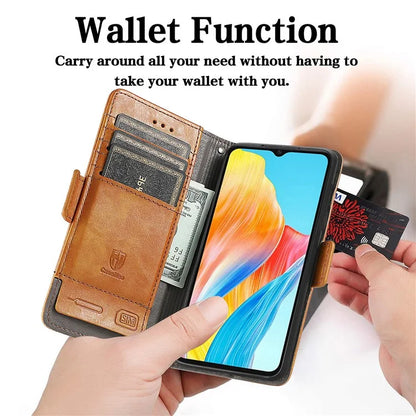 CASENEO 002 Series For Oppo A38 4G / A18 4G Case PU Leather RFID Blocking Wallet Phone Cover