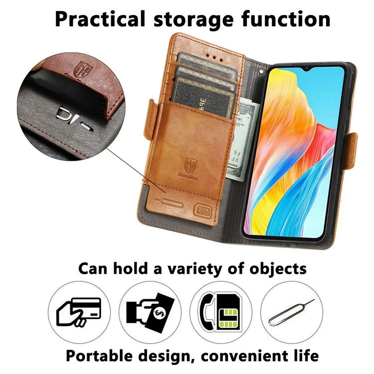 CASENEO 002 Series For Oppo A38 4G / A18 4G Case PU Leather RFID Blocking Wallet Phone Cover