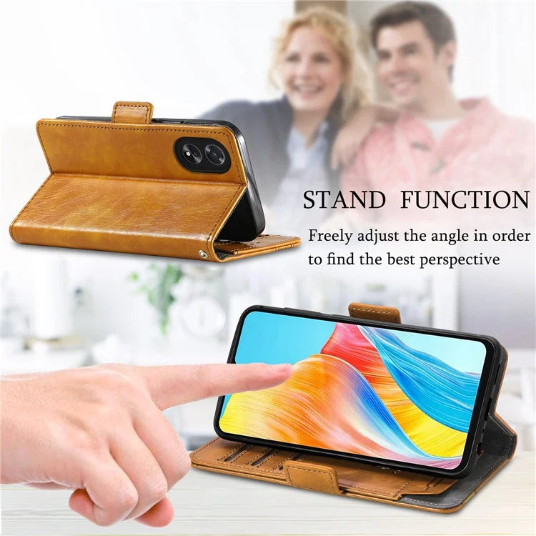 CASENEO 002 Series For Oppo A38 4G / A18 4G Case PU Leather RFID Blocking Wallet Phone Cover