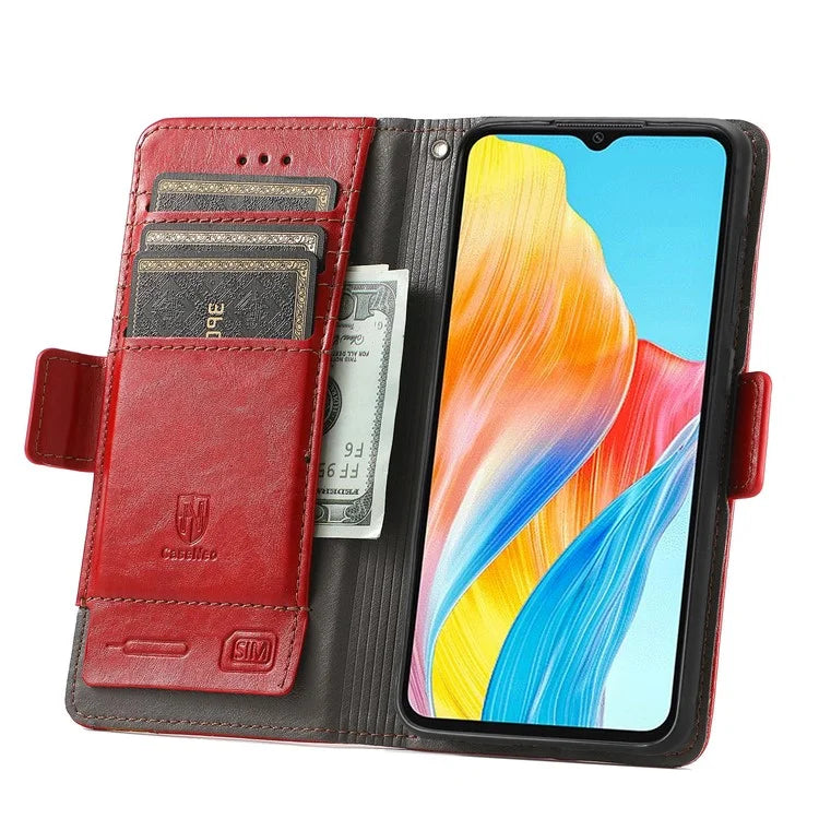 CASENEO 002 Series For Oppo A38 4G / A18 4G Case PU Leather RFID Blocking Wallet Phone Cover
