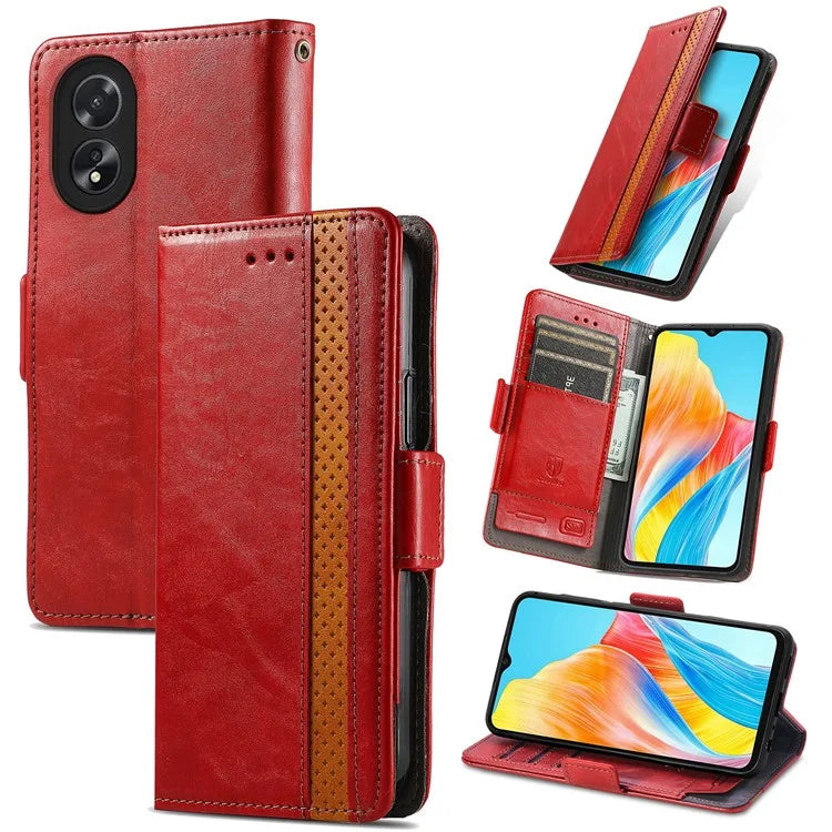 CASENEO 002 Series For Oppo A38 4G / A18 4G Case PU Leather RFID Blocking Wallet Phone Cover