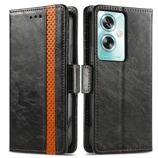 CASENEO 002 Series For Oppo A79 5G / A2 5G Shockproof RFID Blocking Phone Cover PU Leather Wallet Stand Phone Case