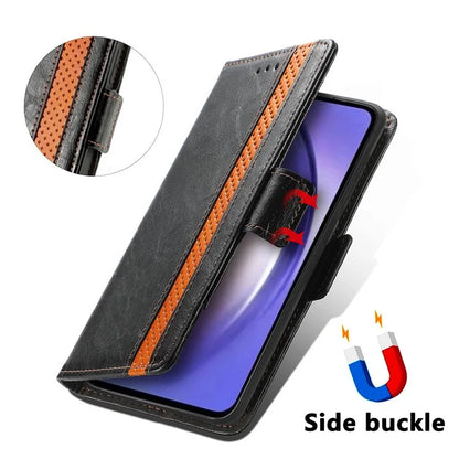 CASENEO 002 Series For Samsung Galaxy A55 5G Shockproof PU Leather Wallet Stand Phone Case RFID Blocking Phone Cover